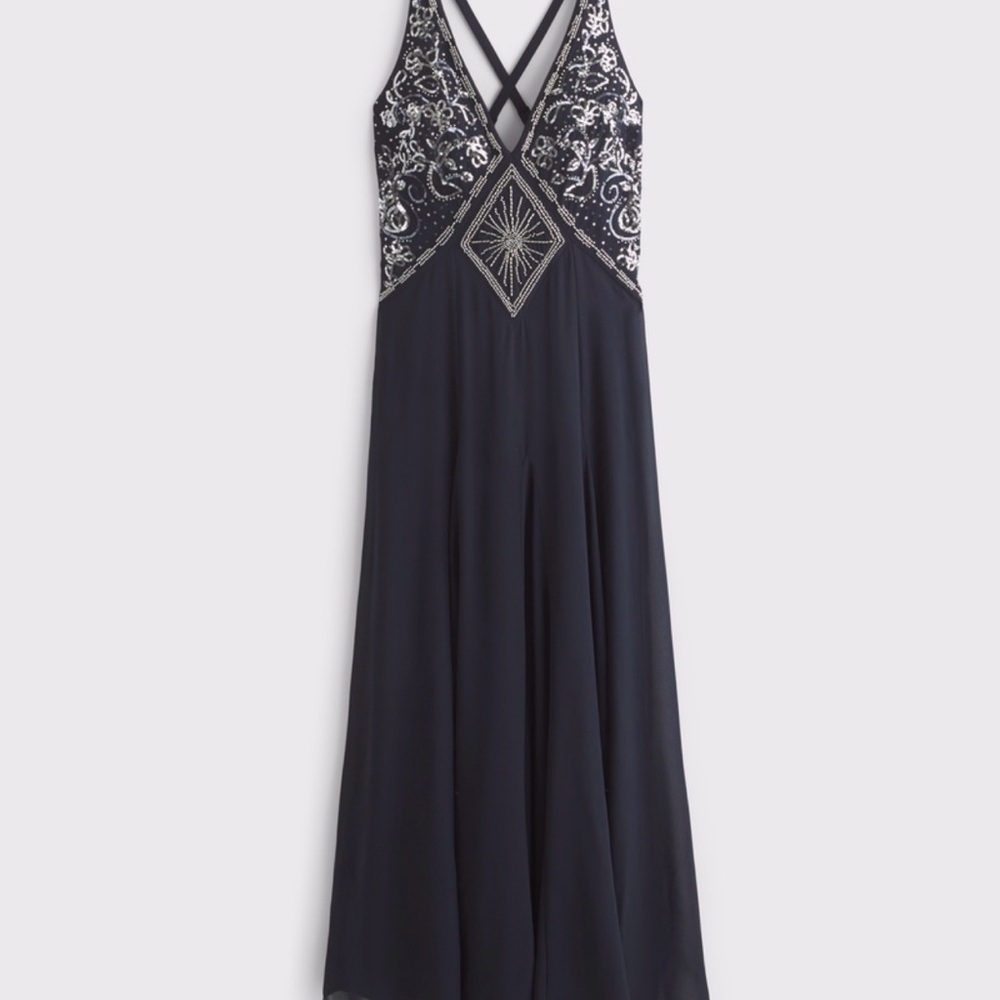 Abercrombie & Fitch Beaded Plunge Maxi Dress